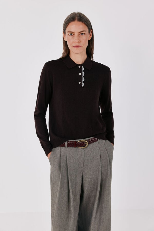 Cortefiel Polo shirt with appliqu&eacute; Dark brown