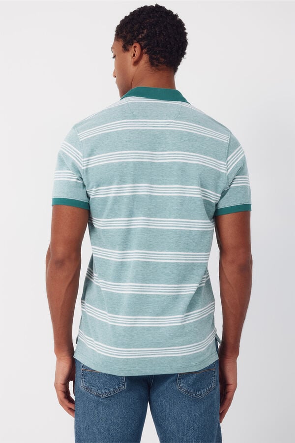 Cortefiel Striped oxford polo shirt Green