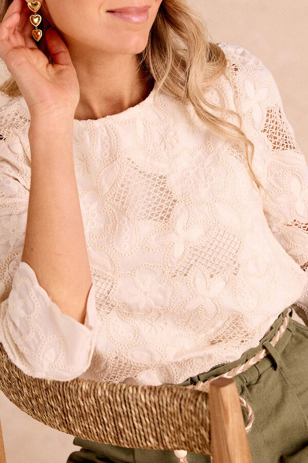 Polín Et Moi Blusa encaje Tiana Beige
