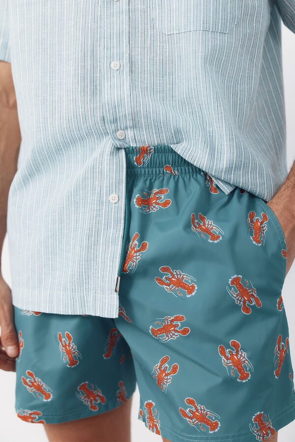 Cortefiel Lobster print swimwear Green