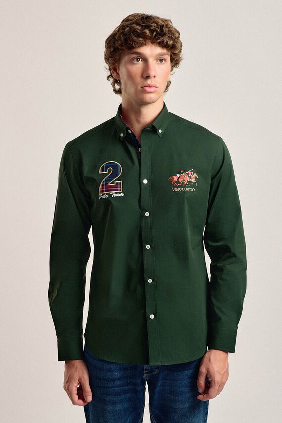 Camisa hombre Valecuatro verde modelo caballos