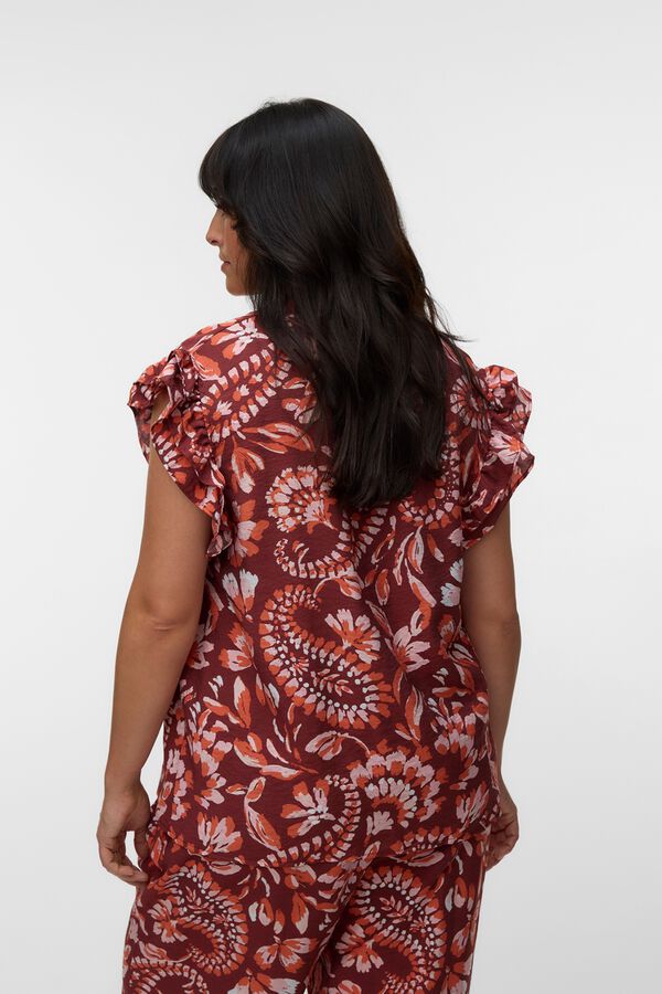Vero Moda Curve Top sem mangas com folhos tamanho grande Castanho