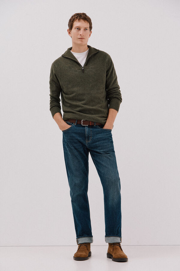 Cortefiel Lambswool wool with open neck Green