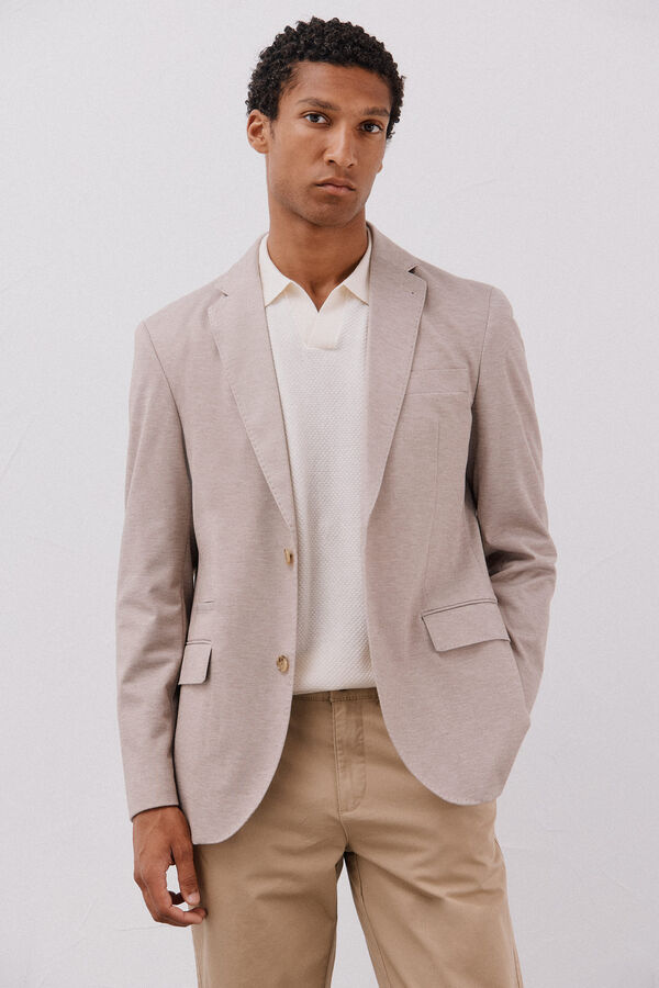 Cortefiel Jersey-knit blazer  Beige
