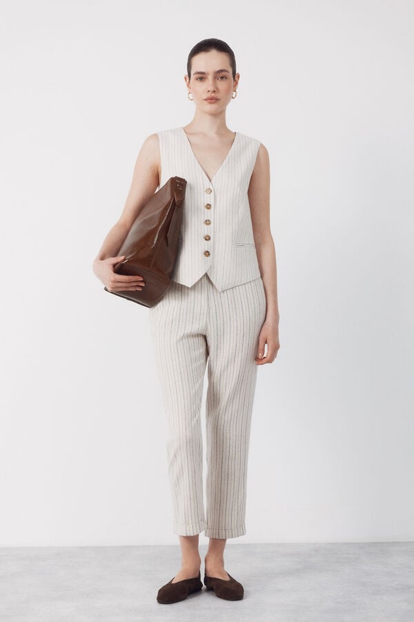 Cortefiel Tailored waistcoat Printed white