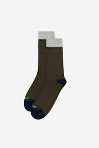 Cortefiel Plain colourful socks Kaki