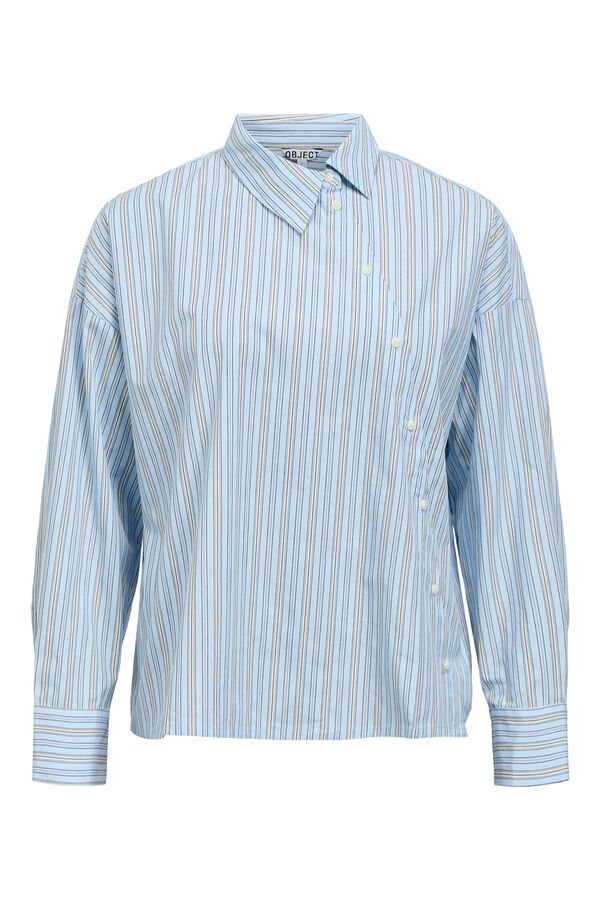 Object Camisa assim&eacute;trica &agrave;s riscas Azul