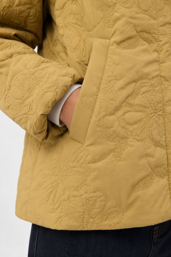 Object Embroidered puffer jacket Camel