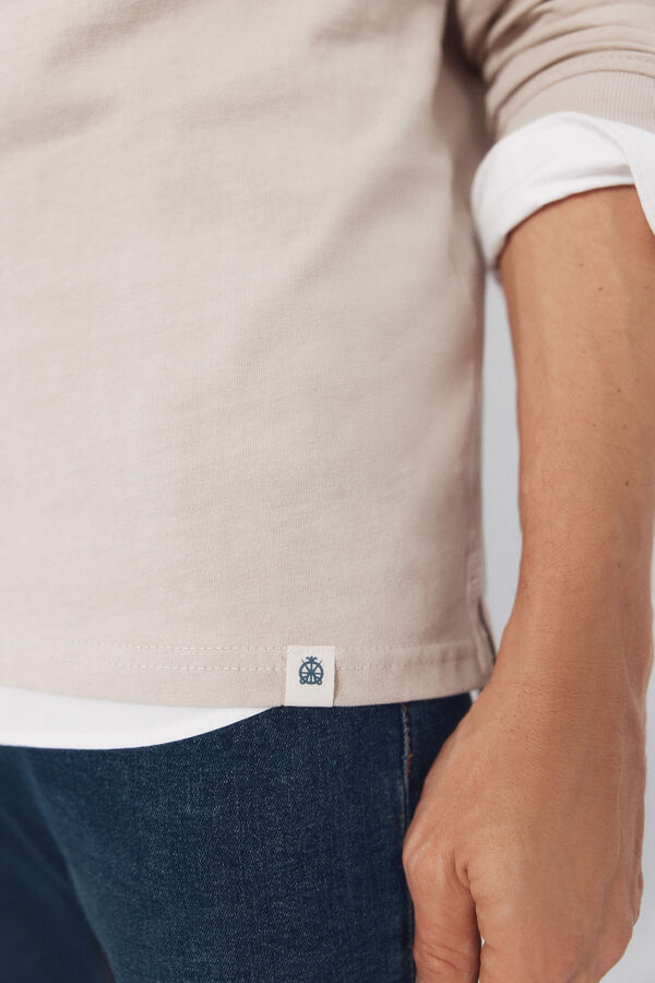 Cortefiel Polo rugby bloques Beige