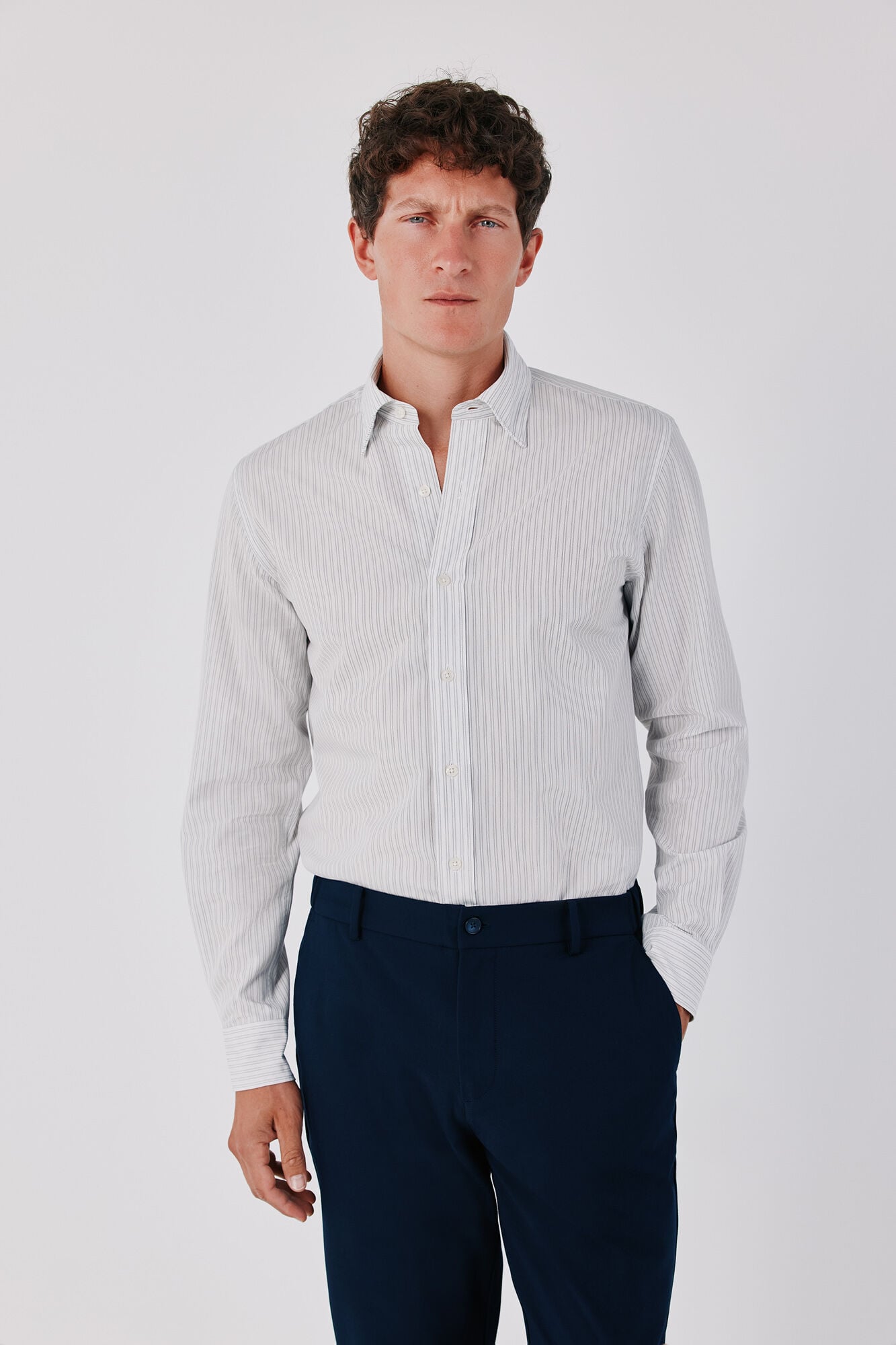 Cortefiel Striped cotton tencel shirt
