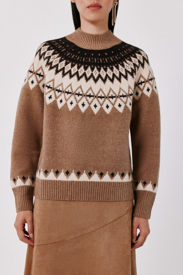 Cortefiel Positional jacquard jumper Beige