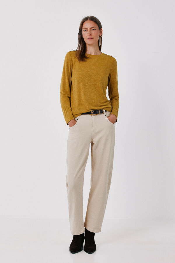 Cortefiel Long sleeve basic T-shirt Yellow