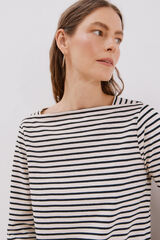 Cortefiel Essential boat neck T-shirt Printed white