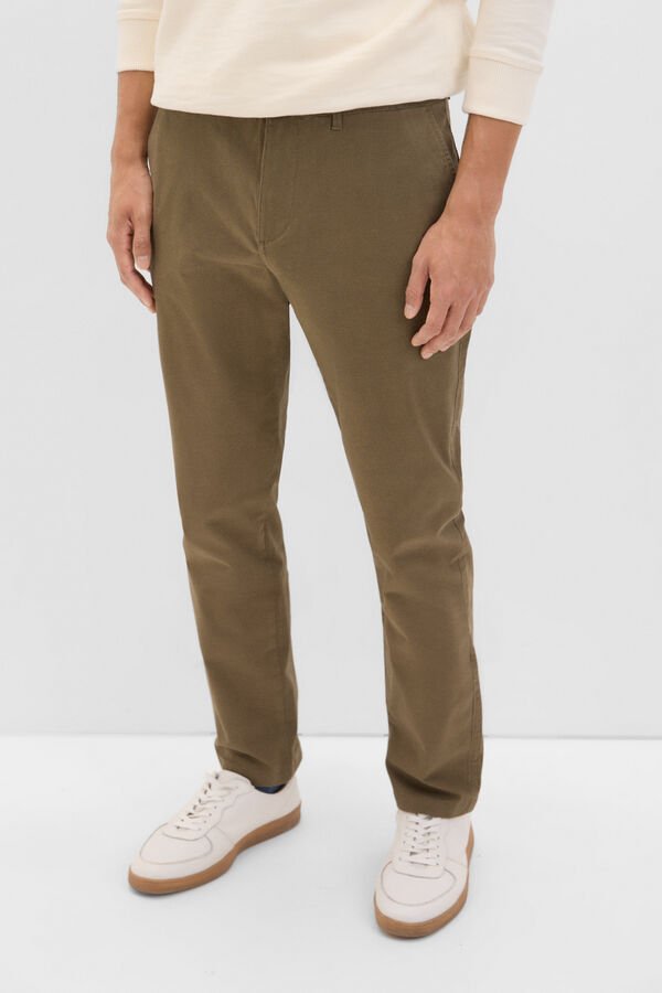 Cortefiel Slim fit printed chinos Kaki