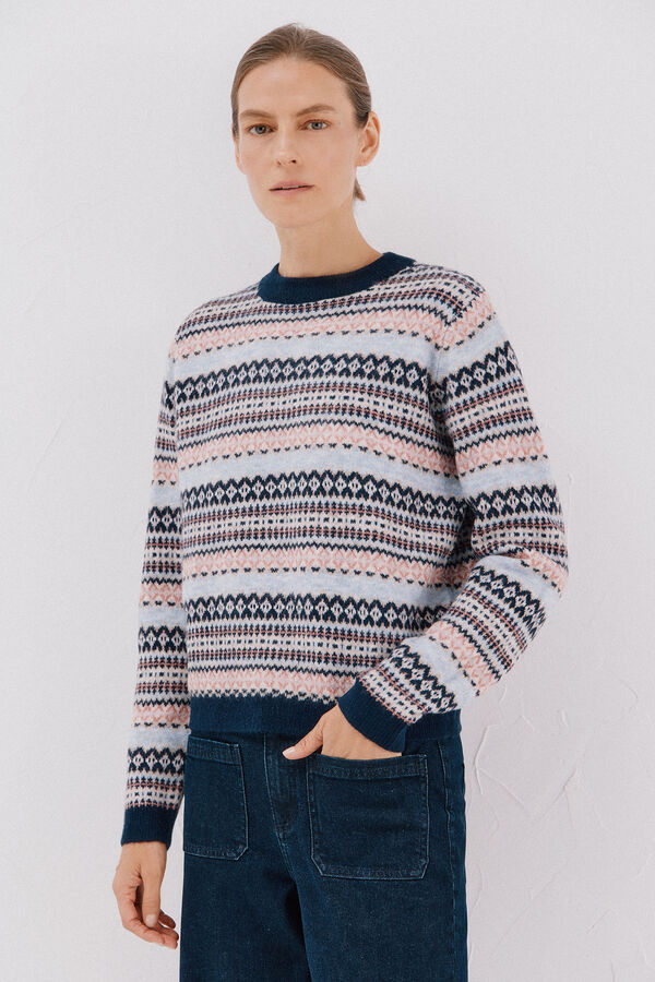 Cortefiel Greek jersey-knit sweater Navy