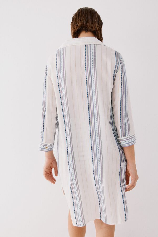 Cortefiel Shirt collar tunic caftan Printed blue