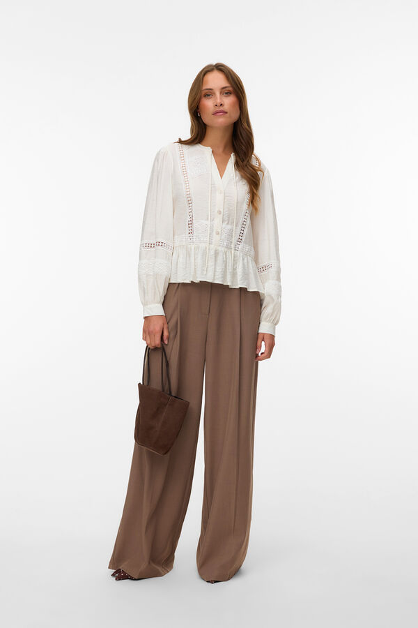 Vero Moda Blouse with lace and ruffles White
