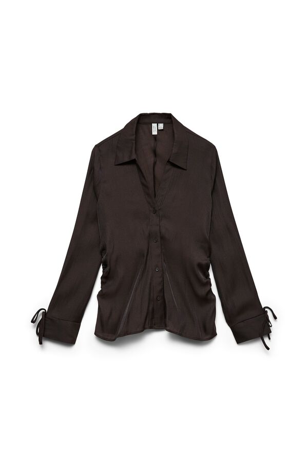 Vero Moda Camisa com la&ccedil;o nos punhos Castanho