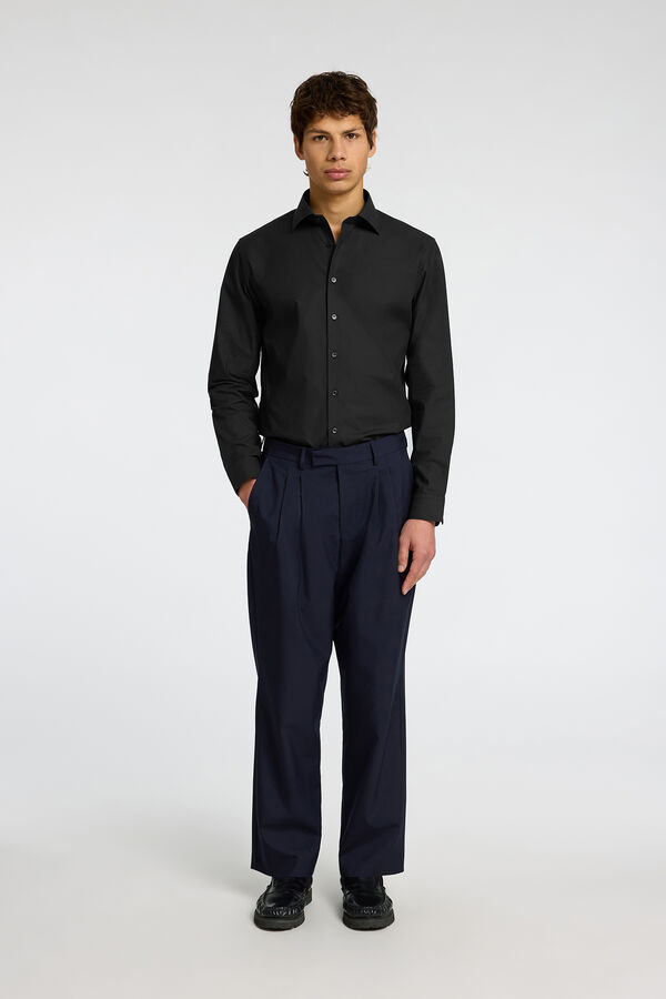 Selected 100% cotton long-sleeved dress shirt Black