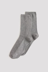Cortefiel Ribbed long socks Grey