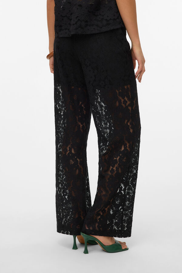 Vero Moda Cal&ccedil;a comprida de renda Preto