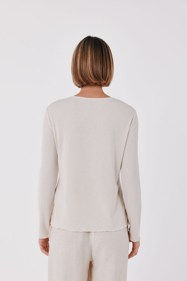 Cortefiel Long sleeve basic T-shirt Ivory
