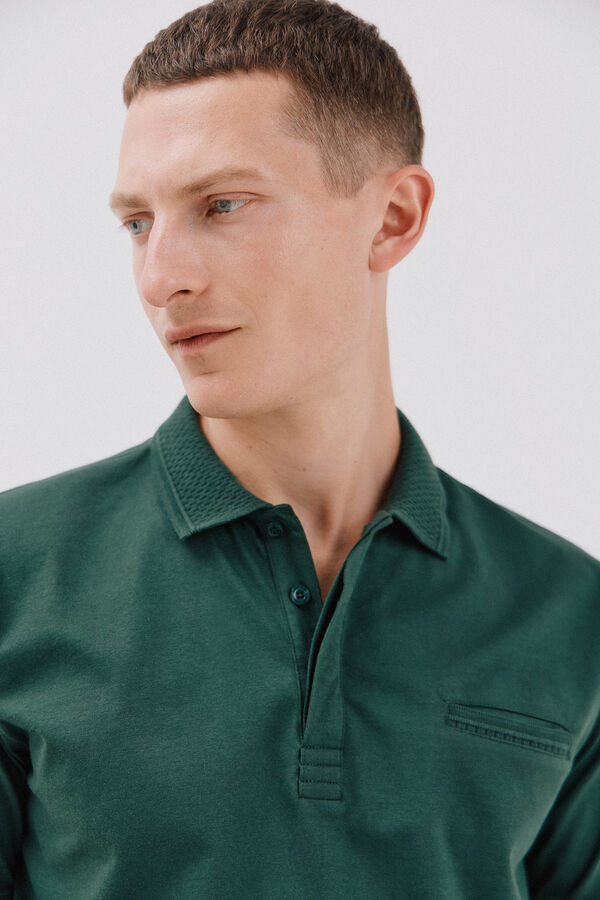 Cortefiel structured polo shirt neck Green