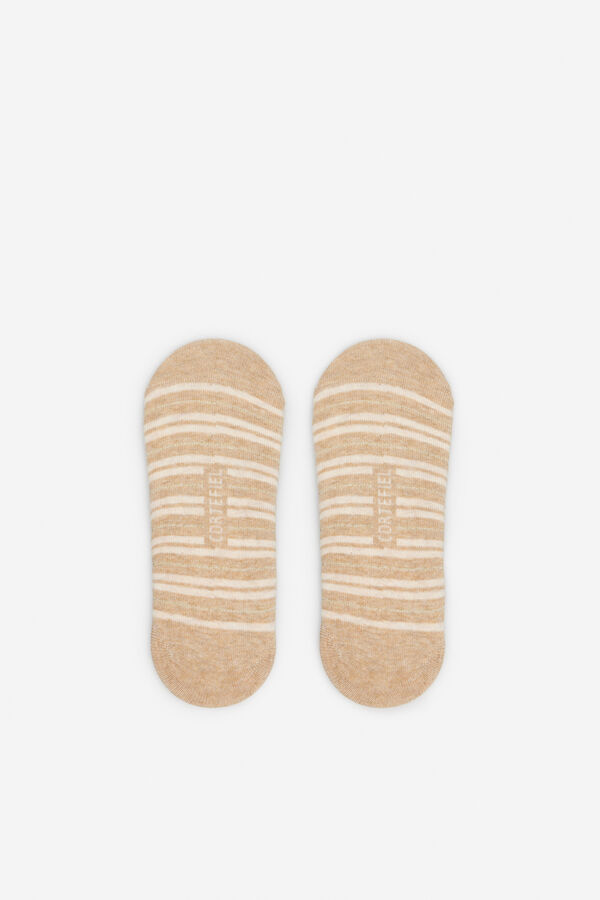 Cortefiel No-show socks with striped print Beige