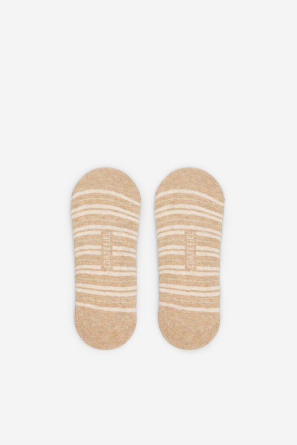 Cortefiel No-show socks with striped print Beige