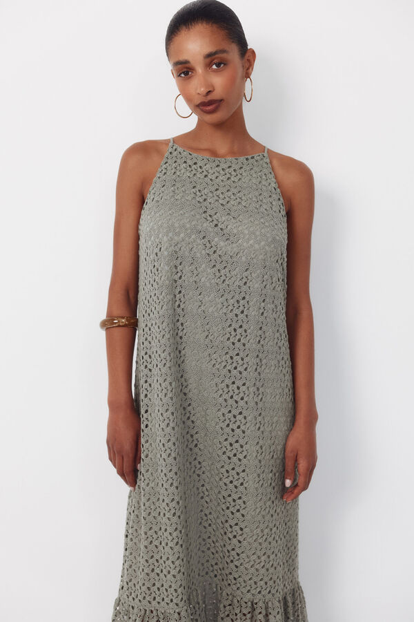 Cortefiel Vestido halter estruturado Verde