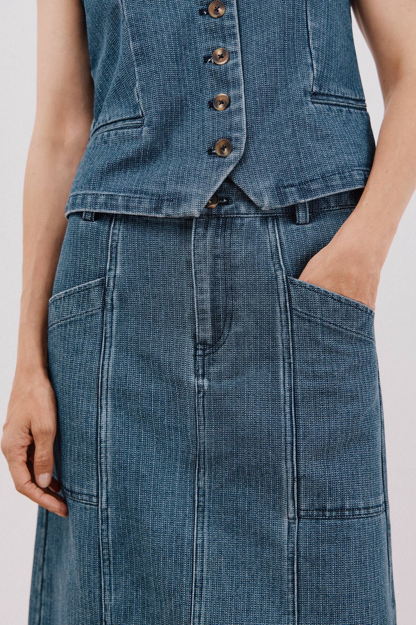 Cortefiel Textured denim skirt
