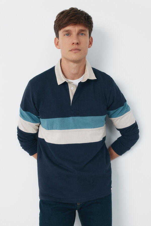 Cortefiel Polo rugby bloques Azul marino