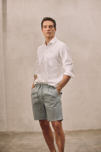 Cortefiel Linen Bermuda shorts with ties Grey