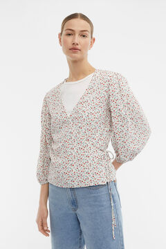 Cortefiel Puff-sleeved blouse White