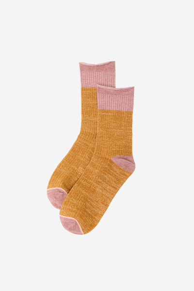 Cortefiel Long lurex sock Gold