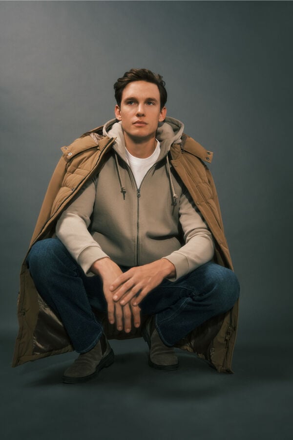 Cortefiel Quilted parka Camel