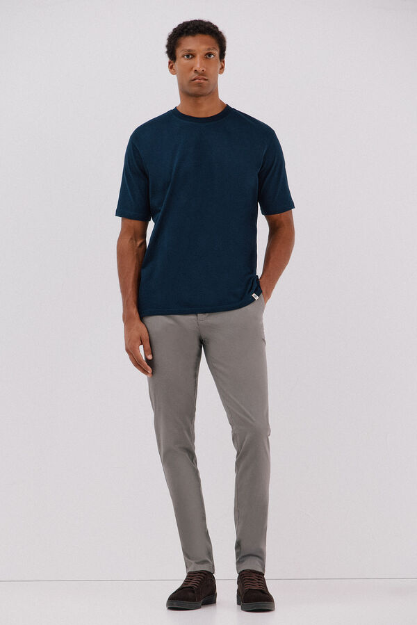 Cortefiel Slim-fit print chinos pants Grey