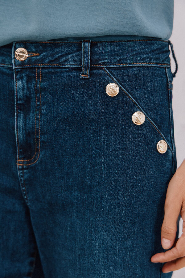 Cortefiel Palazzo pants with buttons  Blue