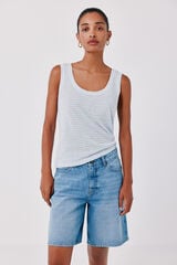 Cortefiel Linen tank top Printed blue