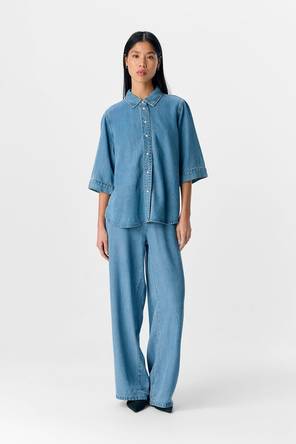 Object Camisa de manga curta em tencel Azul