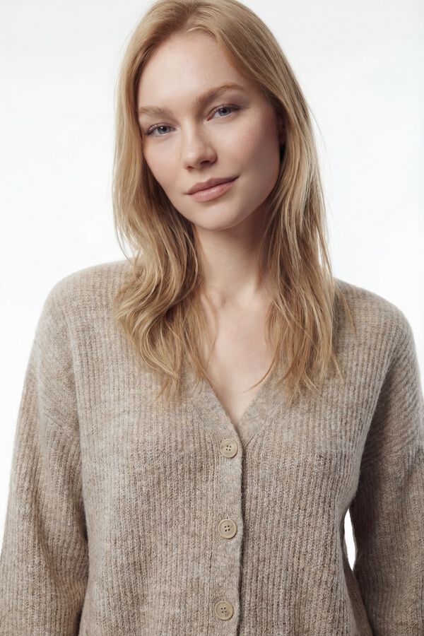 Vila Casaco de malha de malha malha Castanho