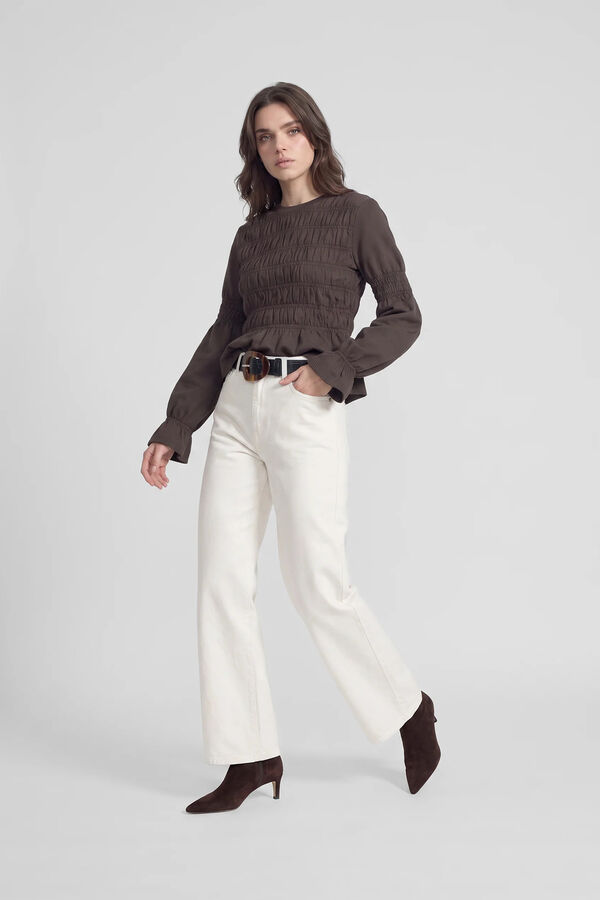 Silbon Smock knit long sleeve T-shirt Brown
