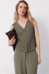 Cortefiel Structured jersey-knit vest Kaki