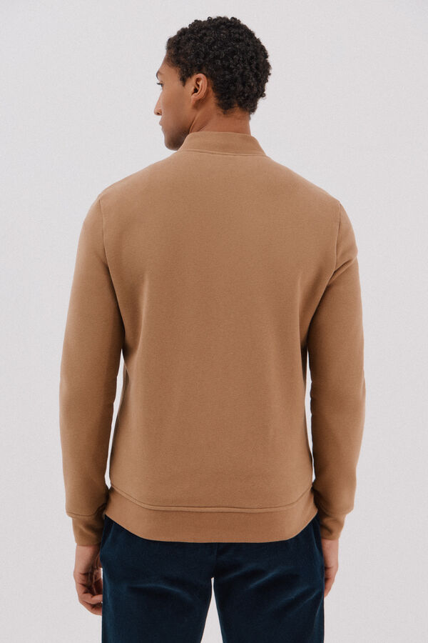 Cortefiel Cárdigan bomber tejido combinado Camel