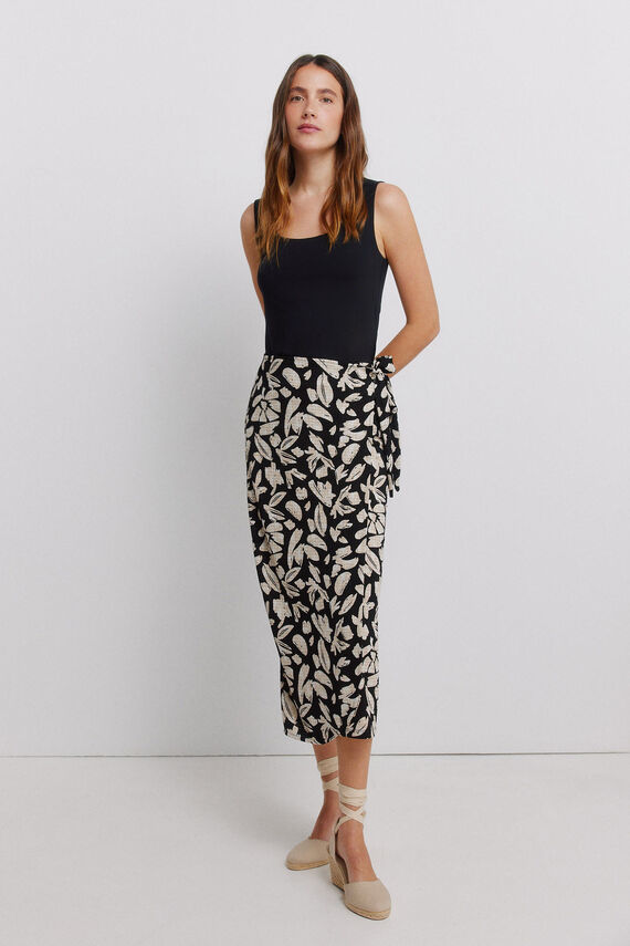 Falda pareo midi estampada