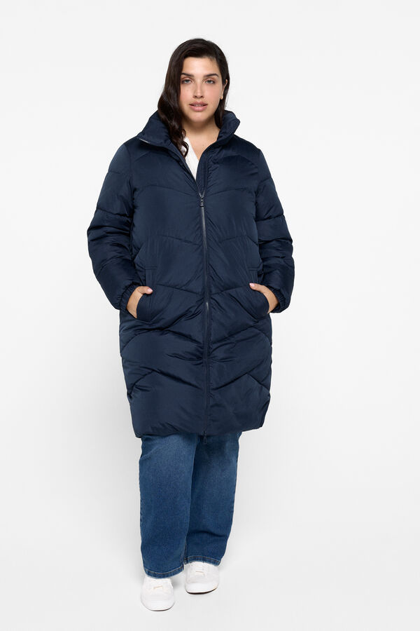 Cortefiel Plus size quilted midi coat Navy