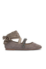 Cortefiel Ballerina flat with bow or tie Grey