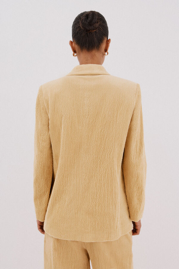 Cortefiel Blazer feminino de veludo Dourado