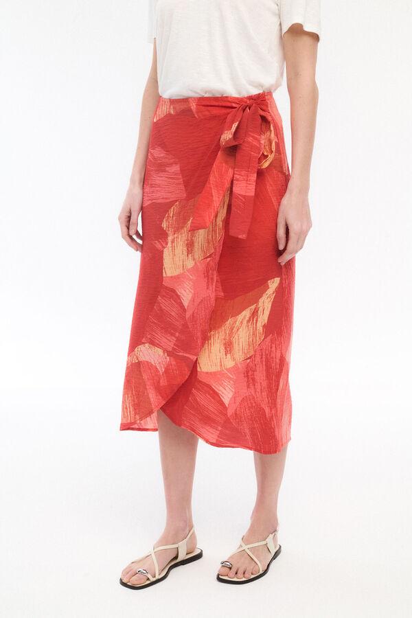 Vila Falda midi pareo con viscosa Coral