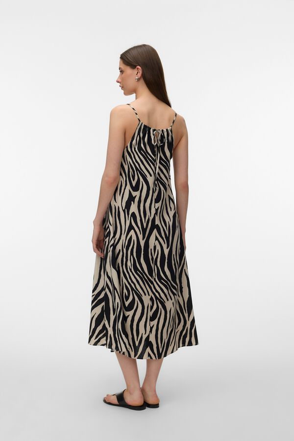 Vero Moda Vestido comprido em linho Tostado